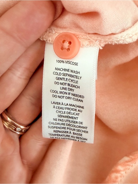 BLL New York Peach Acid Wash Viscose Button Down Top Small - Picture 8 of 8